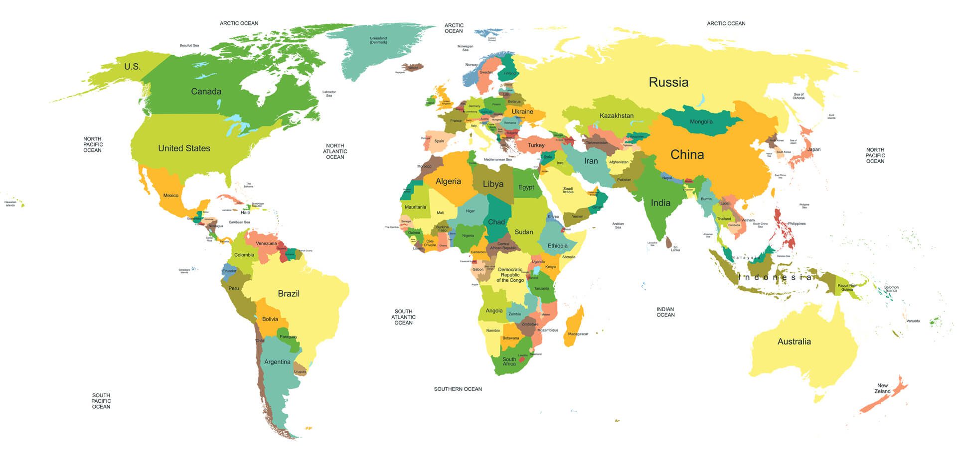 Africa and The World Countries Political Map